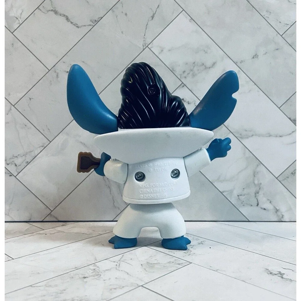 Vintage 2001 Lilo and Stitch Elvis Bobble Head Stitch McDonald’s Toy With Board